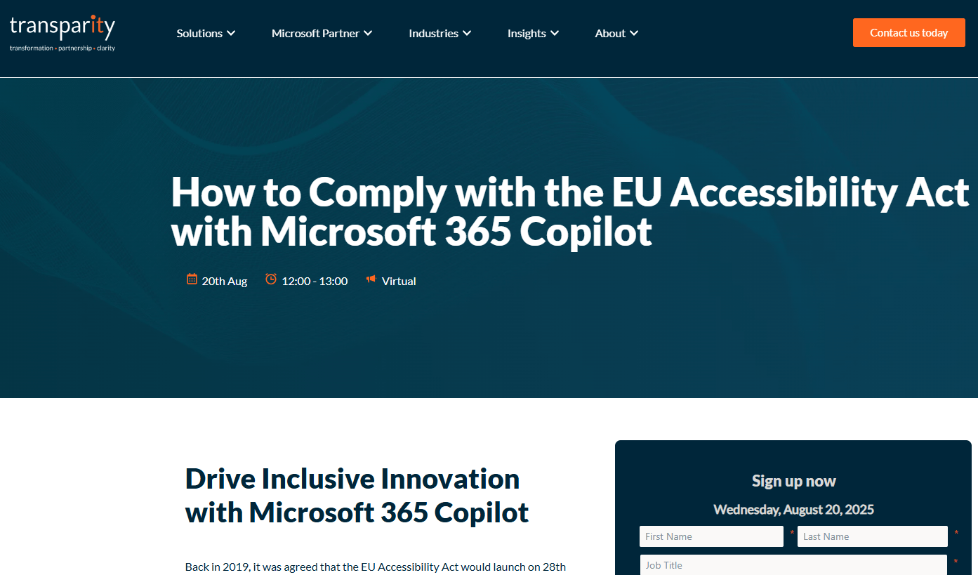 Banner for How to Comply with the EU Accessibility Act with Microsoft 365 Copilot